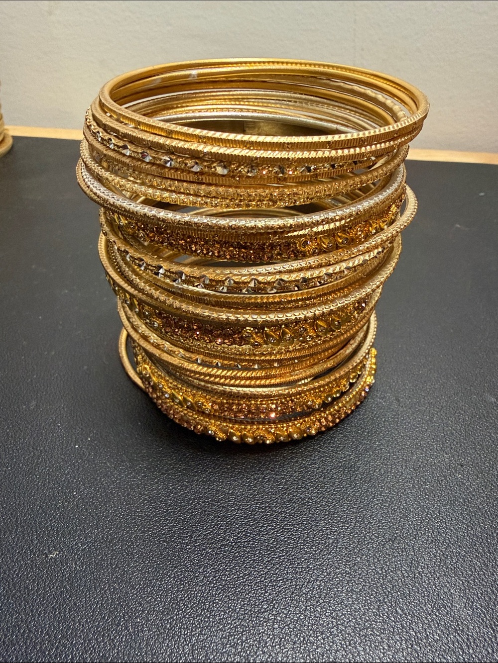 Hindu gold  Crystal Stackable Bangle Bracelet Set - Women Jewelry